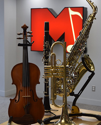 Band instruments ready to rent at McCourt's Music